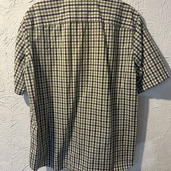 Men’s Eddie Bauer Short Sleeve Classic Fit Green and Brown Plaid Shirt Size XL - Picture 4 of 4